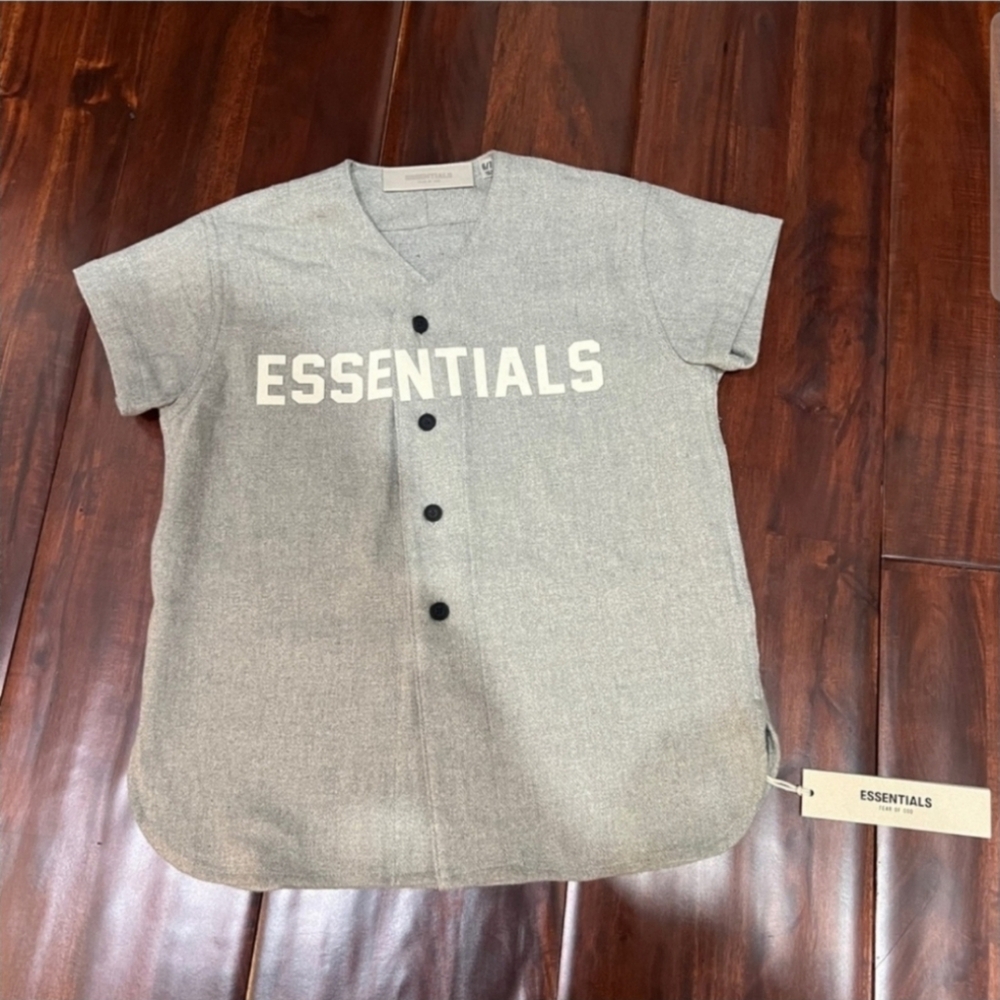 Essentials Fear of God Gray Button-Up Shirt/Jersey